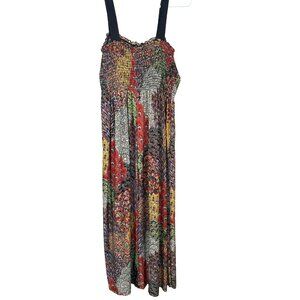 Hypnotik Boho Paisley Maxi Dress Womens M/L Smocked Bodice Festival Hippie Y2K